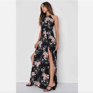 Lulu's Black Floral Maxi Dress
